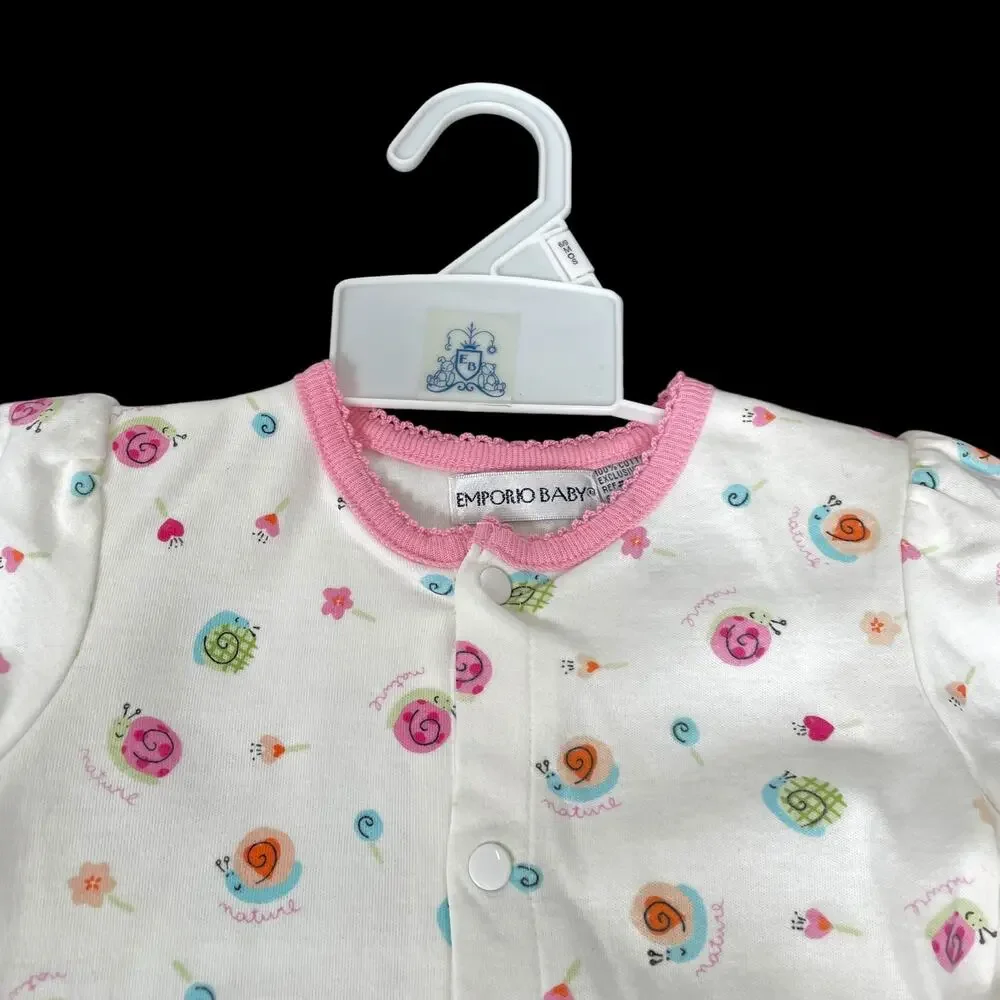Emporio Baby Girl 4 Piece Set Footed One Piece w/ Swaddle Blanket Bib Pink NOS